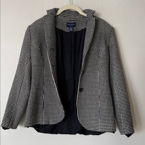 Ann Taylor Black and White Houndstooth Blazer